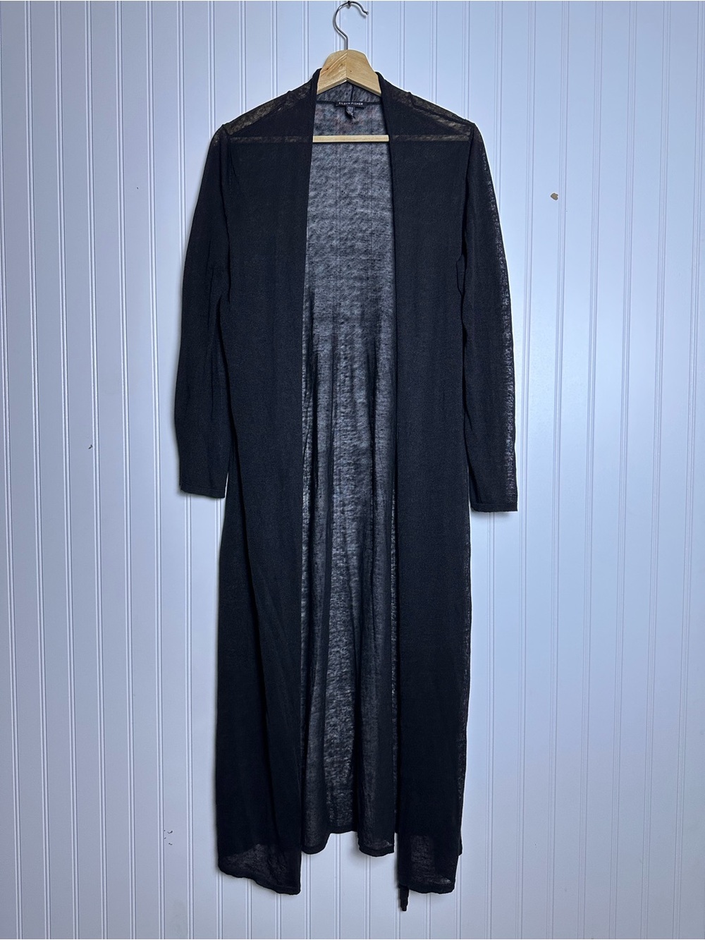 Eileen Fisher Black Open Black Duster  Cardigan Minimalist Lightweight Casual S